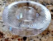 VTG Orrefors Sweden Crystal Discus Votive Candle Holder 5.5" Spaceship Orig Box