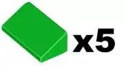 LEGO 5 New Bright Green Slopes 30 1 x 2 x 2/3 Stud Piece Part 85984 GR01