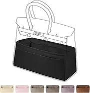 DGAZ Purse Organizer Silky Smooth Fits Birkin 20/25/30/35/40/45/50 Bags,Silk,Luxury Handbag Tote in Bag Shapers, Women(Black color,BK40)
