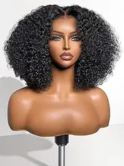 LUVME -Premium Glueless Human Hair Wig:This curly human hair wig is made of 100% raw brazilian virgin hair.Features invisible HD lace and breathes