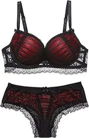 [Swbreety] Women's Push Up Bra and Panty Set Sexy Lace Lingerie Set Underwire Bra and Panties