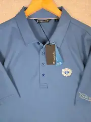 TRAVIS MATHEW x MEDINAH CC New Size XL Mens Polo Shirt Pima/Polyester Golf Blue
