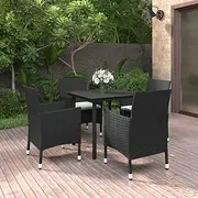 Generic 5 Piece Garden Dining Set Poly Rattan and Glass,3099680