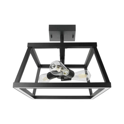Feit Katalyst 3-Light LED Adjustable CCT Matte Black Semi Flush Mount Light