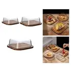 Glass Cover Butter Dish Dessert Box Snacks Tray Kitchen Tool Easy Clean