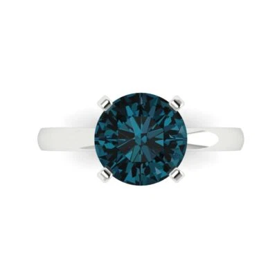 3Ct Round Cut Natural London Blue Topaz Gold Solitaire Engagement Promise Ring