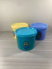 Tupperware Minions Bowls/ Mini Canister 3 pc Set Airtight with Seals 3 Cups New!