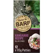 Dr B's BARF Kangaroo Recipe Frozen Cat Food 115g x12 pack