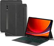 Keyboard Case Compatible with Galaxy Tab S9 FE+ 12.4 / Tab S9+ Plus 12.4 inch Backlit Keyboard with TouchPad Portrait Mode Magnetic Removable Trackpad Keyboard Case