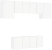 6 Piece TV Wall Units White - Engineered Wood TV Stand & Entertainment Unit, Space Saving Design for Living Room, Modern & Durable Storage Solution