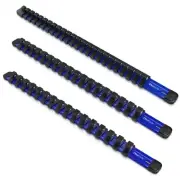 Socket Organizer Set (3pc, Blue) - Socket Holder and Socket Rail for 1/2-Inch...