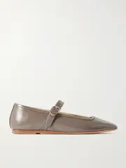 [Le Monde Béryl] Le Monde Béryl - Patent-leather Mary Jane Ballet Flats - Taupe - IT42 IT 42 Brown