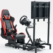 Marada Racing Simulator Cockpit with TV Stand Seat Fit Logitech G29 Thrustmaster