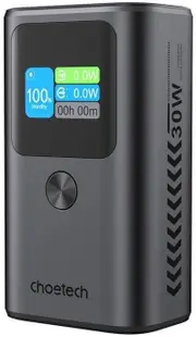 Choetech B701-GY 10,000mAh PD30W USB-A + USB-C x 2, 3Ports & TFT Display Power Bank