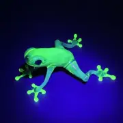 Handblown Art Glass UV Reactive Frog Figurine Bright Glow Borosilicate Sculpture