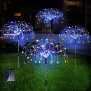 Waterproof Garden Solar 4-IN-1 Set Firework Lights with Remote 8 Modes 120 LED Starburst String Lights Christmas Fairy Light