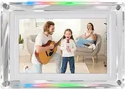 7 Inch Acrylic Digital Picture Frame, 4G Video Frame with Auto Rotate, with LED Lights, 2000mAh Battery, Supports Photo and Video Playback
