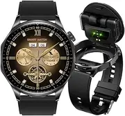 AIEK Smartwatch for Men Women, Built-in Bluetooth Headphones, 1.4 Inch AMOLED Large Screen, Sports Watch Compatible iOS Android Phone, Fitness Tracker with Heart Rate Sleep Monitor (Black)