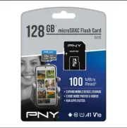 PNY Elite 128GB MicroSDXC Flash Memory Card w/ SD Adapter Class 10 U1 V10, A1