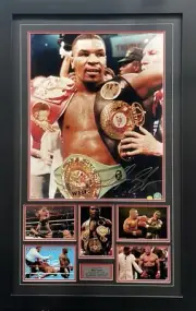MIKE TYSON Signed Photo 16x20 + Collage Display Framed COA