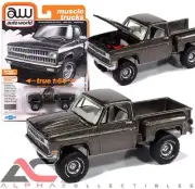 AUTOWORLD AWSP179B 1:64 1981 CHEVROLET SILVERADO STEPSIDE (GUNMETAL METALLIC)