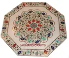 4' Marble Coffee Table Top Inlay Side Table with Lapis Lazuli Stone Art hi