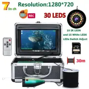 7"monito DVR Fish Finder Underwater Fishing Camera 15 White LEDs+15 IR Lamps 30m