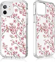 Losvick iPhone 12 Mini Case, Cherry Blossom Design Transparent Back Cover with TPU Bumper Shockproof for iPhone 12 Mini 5.4 Inch