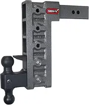 Drop Hitch Adjustable Pintle Combo Hitch 2 1/2" Receiver by GENY, GH-625 Ball Mount Class V 21,000 lb 5-Receiver, Drop Hitch Class 5, Drop/Raise 12" Adjustable Hitch, Heavy Duty