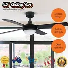 52-inch Ceiling Fan Built-in LED Light Remote Control 3 Speed 4 Blades Black NEW