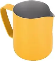 350ml Milk Frothing Jug - Stainless Steel Milk Frothing Pitcher - with Ergonomic Handle - Coffee Utensils(yellow)