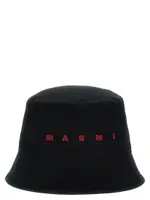 [Marni] Marni-Logo Embroidery Bucket Hat Cappelli Nero-Uomo S Black