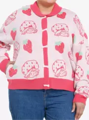 NWT Hot Topic Strawberry Shortcake Bow Collared Cardigan Plus Size 3(20-24)