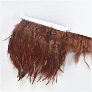YUMAO 2Meters Saddle Rooster Feathers Fringe Ribbon 10-15cm4-6 Burgundy Pheasant Feathers Trim for Crafts Wedding Feathers Decoration 0216 (Color : Coffee)