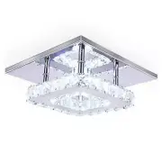 Modern Crystal Chandelier 7.9 Inches Led Ceiling Light Mini Square Cool White
