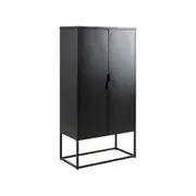 Modern Furniture NEWTON Tall Sideboard Cabinet Unit 80cm - Black
