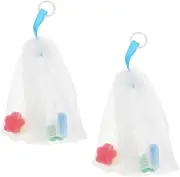Baluue 2pcs Foaming Net Soap Holder Bags Exfoliating Soap Bag Foam Face Soap Exfoliating Pouch Natural Ramie Soap Bag Mesh Soap Savers Drawstring Soap Bag White or