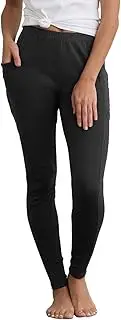 [Fair Indigo] Women's 100% Organic Pima Cotton Leggings Pants with Pocket - 30" Inseam