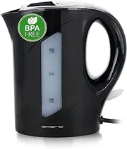 Emerio Kettle, 1.0 Litre, 900 Watt, Water Level Indicator, BPA-Free, Boil Dry Protection, Illuminated On/Off Switch, Ideal for Home, Camping or Office, WK-121616.1, Black