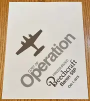BARON 58P by Beechcraft Aircraft Cost of Operation Brochure 1975 Dealer Stamped