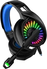 Gaming Headset 7.1 Surround Sound High-Fidelity Sound Rotatable Microphone Comfortable Earmuffs RGB Led Lights for Gamers