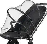 DUSHARKFUN Baby Mosquito Net with Double Zipper Bassinet Stroller Cover for Baby/Stroller/Car Seat/Cradles/Carriers, Easy to Use, Visible Breathable Mesh, Keep Insects/Bugs/Cats Out, Black