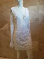 La Dolce Vita pucci Red carpet celebrity designer white sequin feather Dress NWT