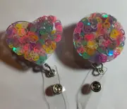 retractable badge holder Reel. Sparkly Smiley Faces.