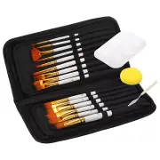 Paint Brushes Set, 15pcs Watercolor Brushes Acrylic Brushes Carrying Case, White