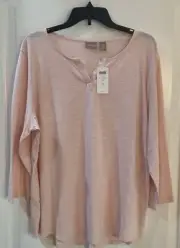 New W/Tags Women's Chico Tunic Top Pretty Light Peach 3/4 Length Sleeves! Nice!