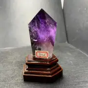 Top Natural amethyst Quartz obelisk Crystals Tower Point Wand Reiki Gmes 0.46LB