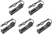 Mellisso 5X Battery Charger USB 1 Slot Universal Quick Charging Rechargeable Lithium Battery Charger for 18650 26650 14500 16340