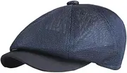 [Generic] Men's Newsboy Cap, 8-Panel Mesh Breathable Design, Black