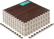 Yes4All Interlocking Foam Tiles, Non-Slip Foam Floor Tiles for Home Gym- Walnut Wood Dark, 12 Tiles 24"x 24"x 7/16" Cover 48 Sqft